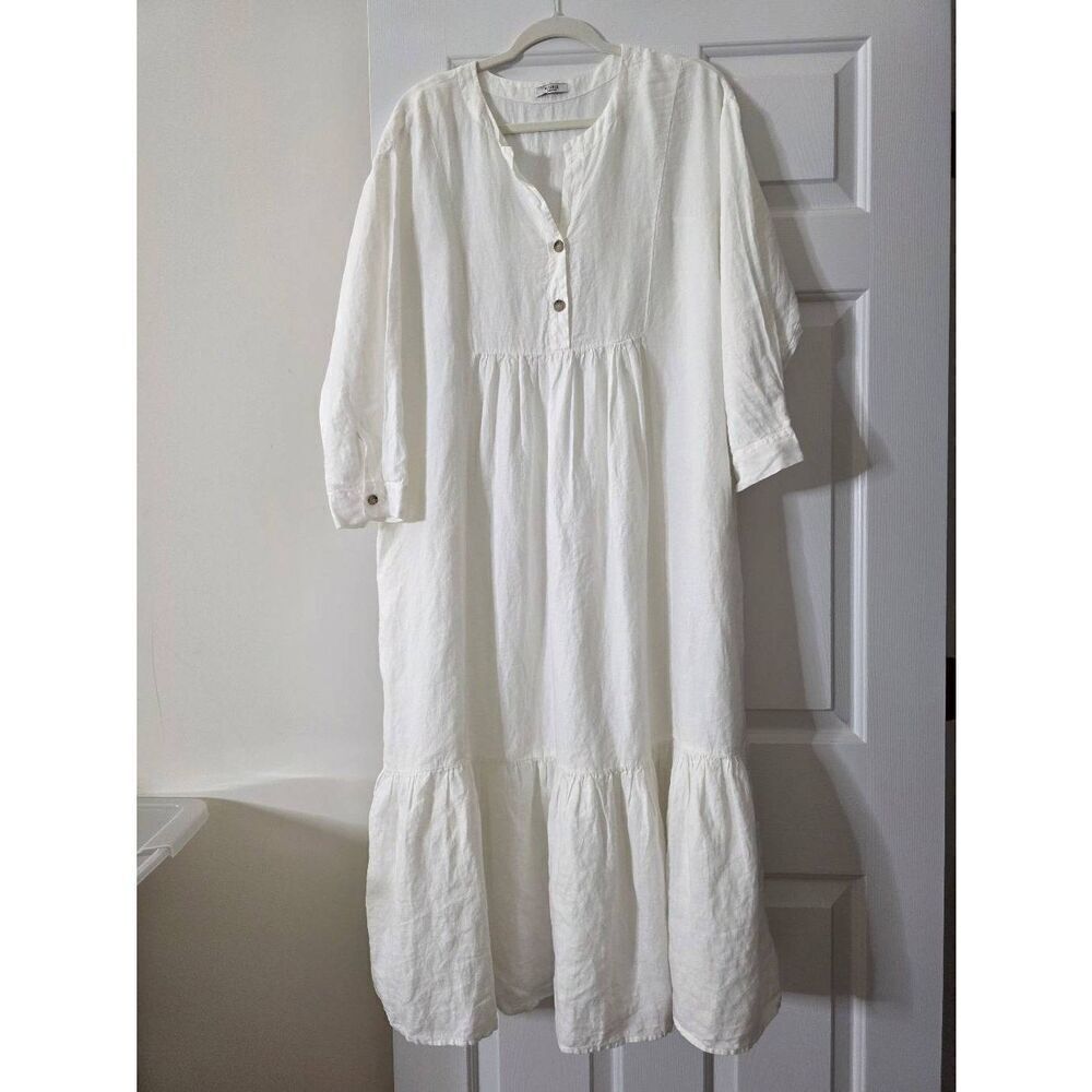PECERICO Linen White Dress 40